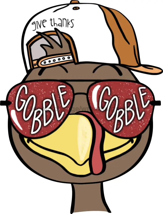 Thanksgiving Sign Boy Door Hanger 22 inch turkey red gobble sunglasses on Tampa Home & Garden Store