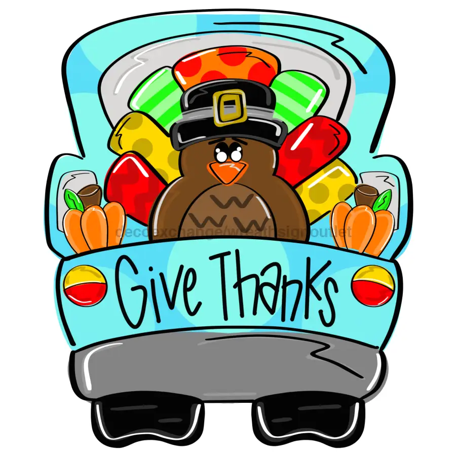 Thanksgiving Sign, Turkey Truck Door Hanger, wood sign, DECOE-W-321, 22" Door Hanger - Tampa Home & Garden Store