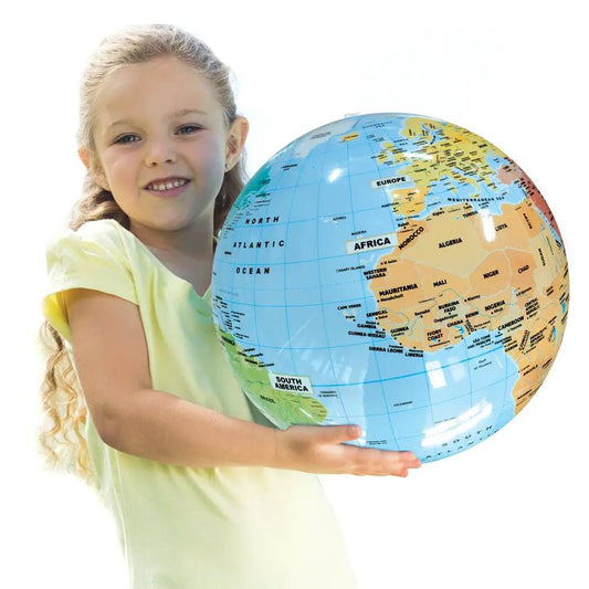 Political world inflatable globe 16.5 inches blue oceans with colorful continents Ultimate Globes on Tampa Home & Garden Store