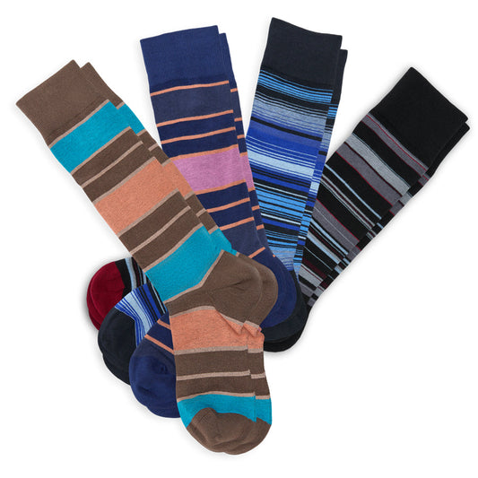 Boardroom dress socks bundle 5 pairs of striped DeadSoxy socks in brown teal blue and black on Tampa Home & Garden Store