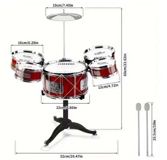 Kids Jazz Drum Set 5-piece red Moktan Sabai with cymbal and drumsticks on Tampa Home & Garden Store
