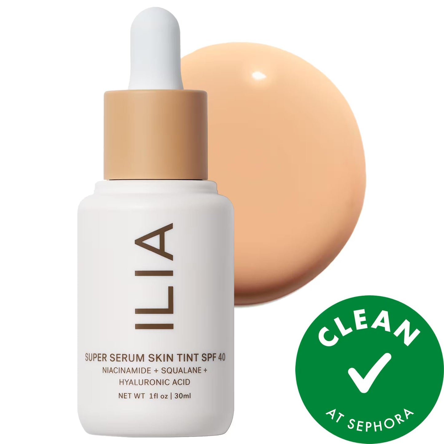 Foundation ILIA Super Serum Skin Tint SPF 40 bottle with dropper label Sephora sticker on Tampa Home & Garden Store