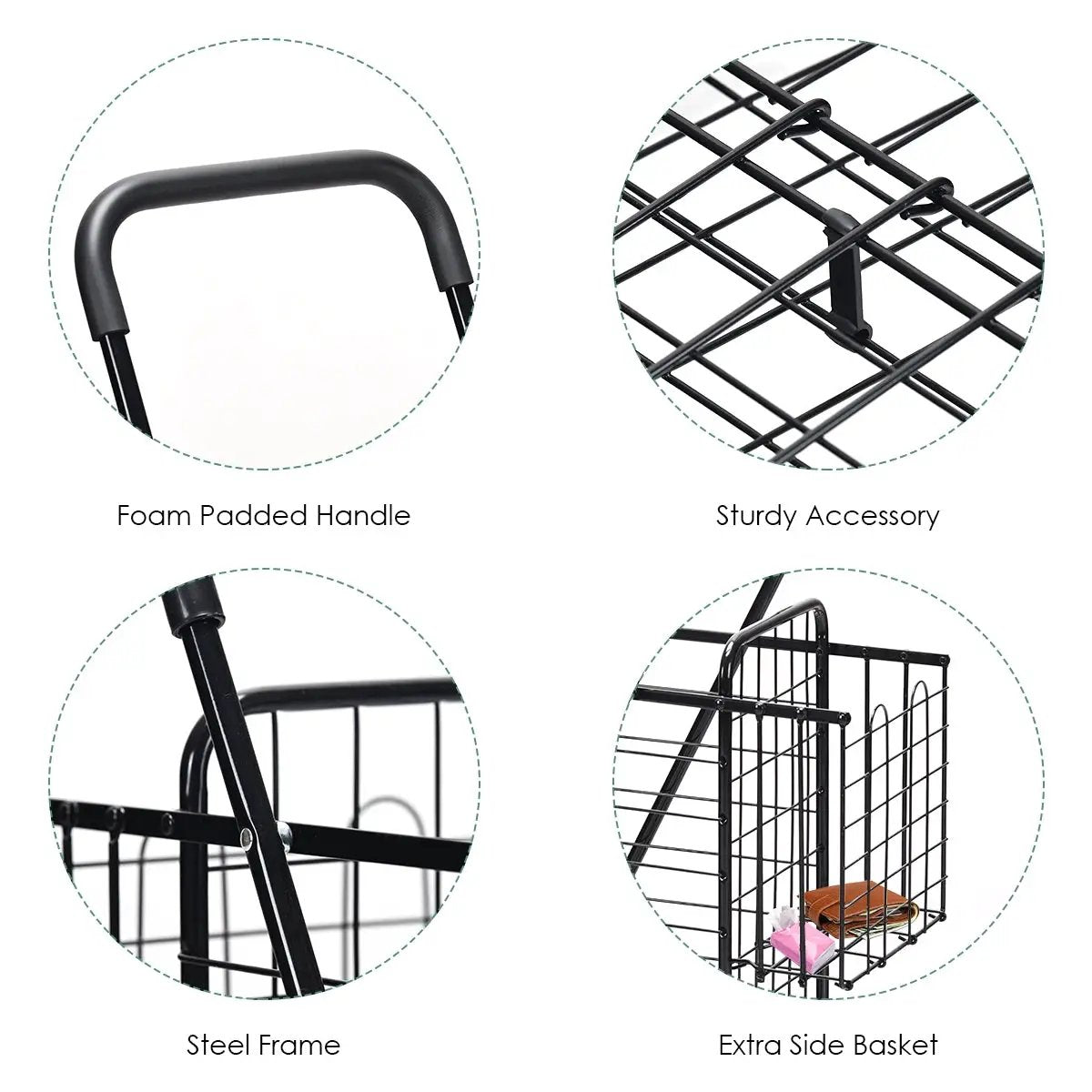 Folding Shopping Cart Basket Rolling Trolley DirectDeals black on Tampa Home & Garden Store