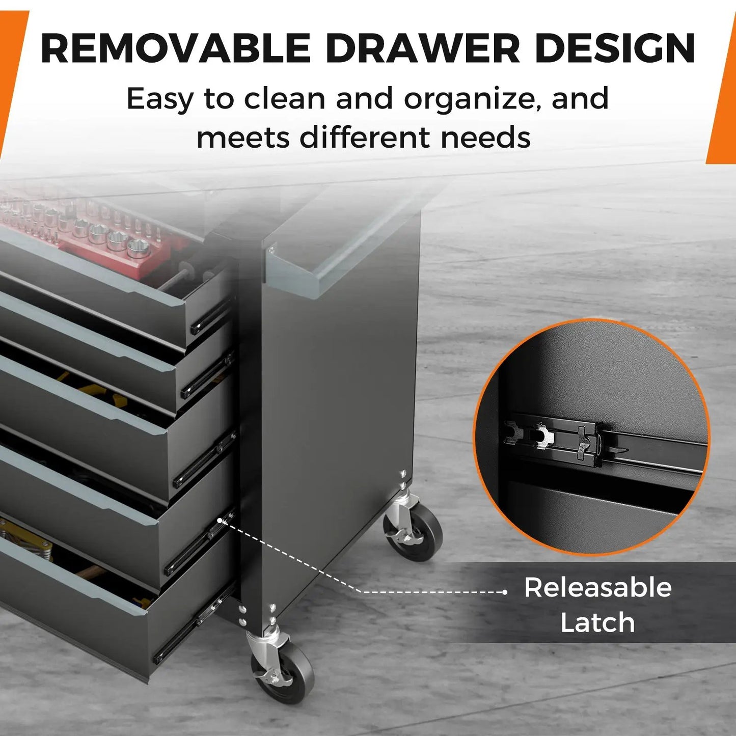 5-drawer tool cabinet with locking system, black DirectDeals rolling cabinet on Tampa Home & Garden Store