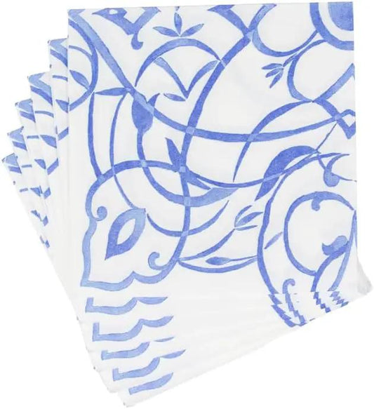 Algarve Ceramic Blue Lunch Napkin Collection white paper napkins with blue ceramic print on Tampa Home & Garden Store