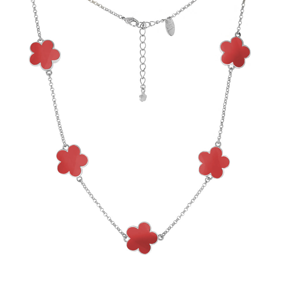 Daisy Love Necklace - Flower Collar, silver chain with 5 clover charms by Lauren G Adams on Tampa Home & Garden Store