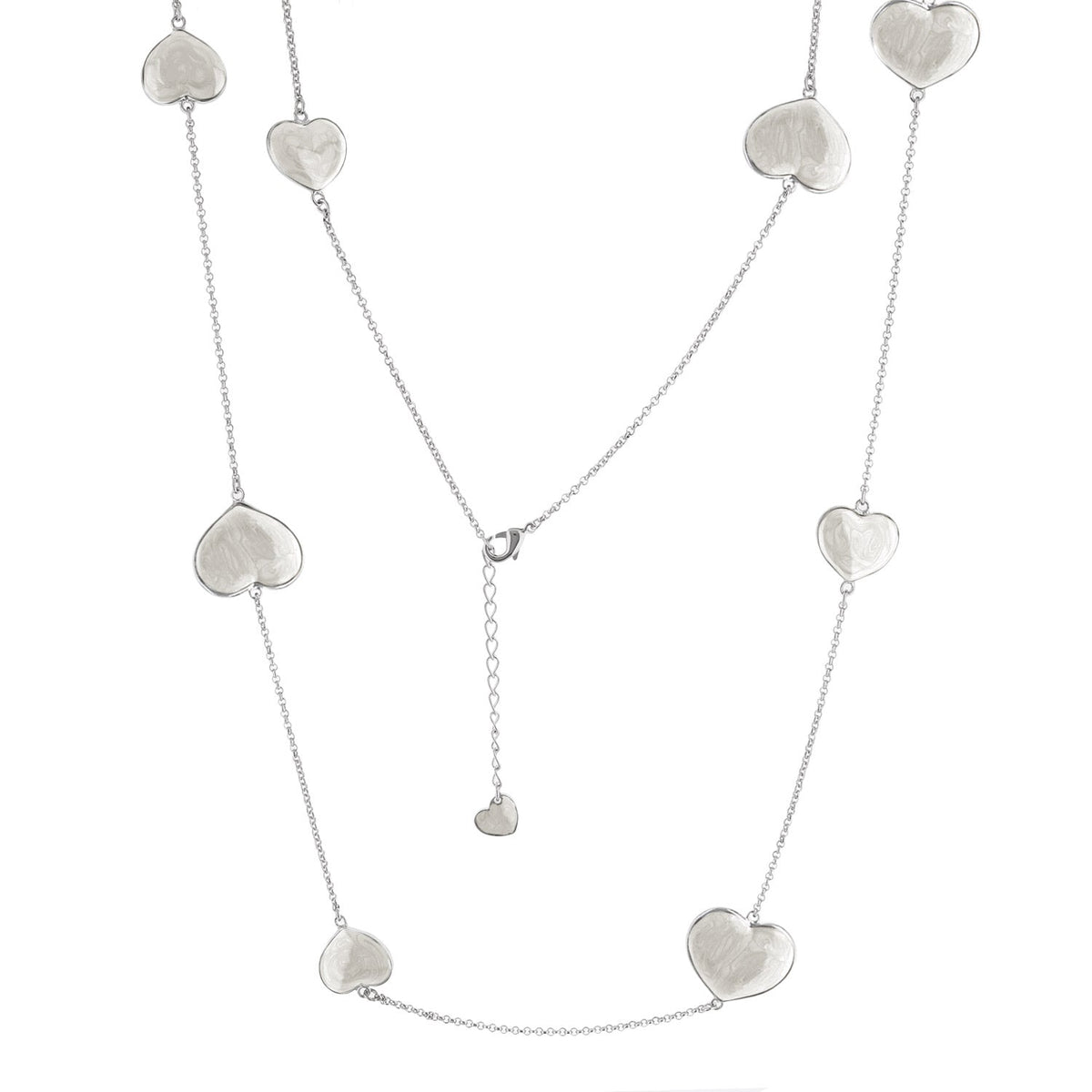 Lots of Love Necklace, silver-toned chain with hammered heart charms, Lauren G Adams Necklaces on Tampa Home & Garden Store
