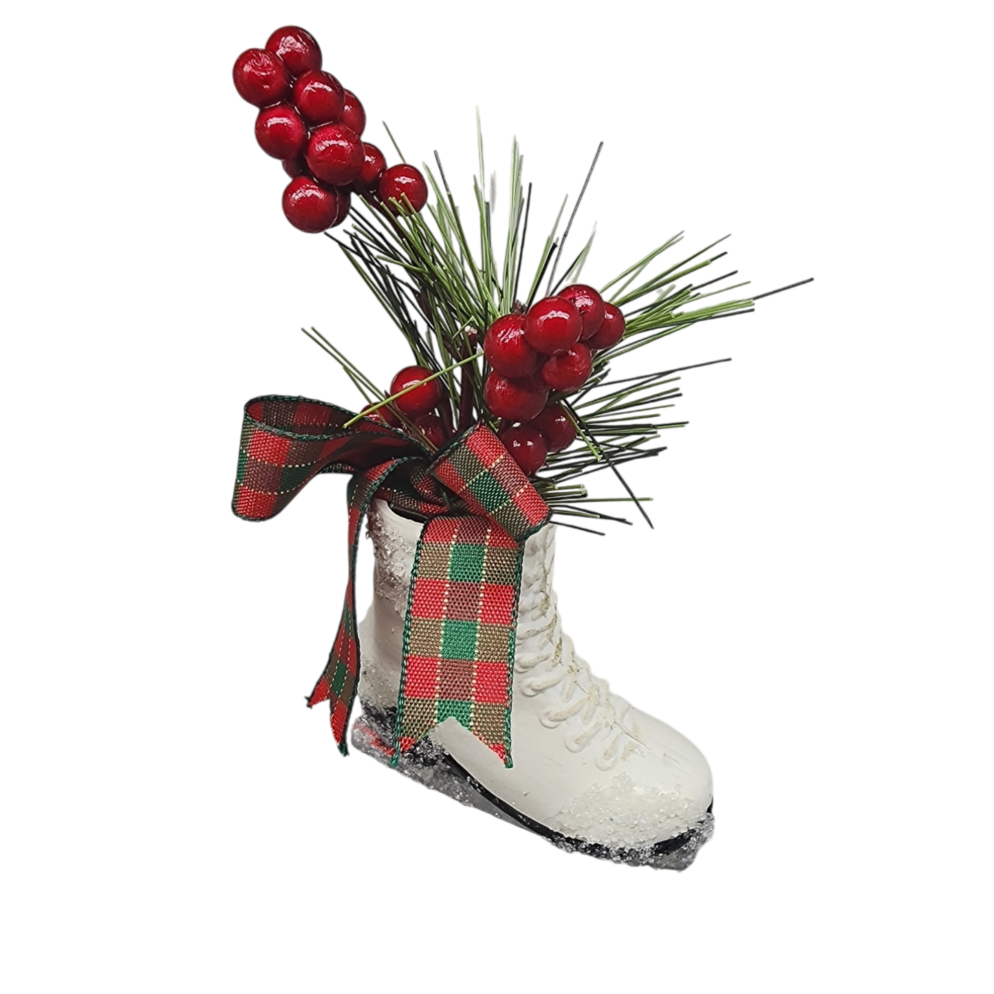 Adorno floral de patines de hielo -