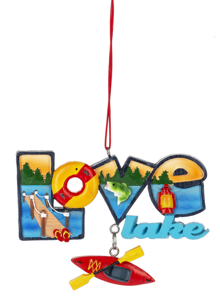 Adorno de kayak Love Lake