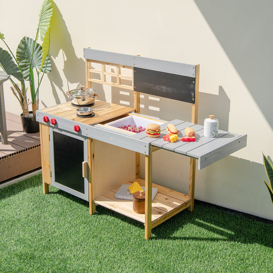 Outdoor Kid's Mud Kitchen Set with Detachable Water Box for Toddlers Over 3 - Tampa Home & Garden Store