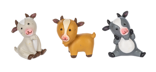 Happy Little Goat Pocket Charm set of 3 goat figures in white, tan and gray on Tampa Home & Garden Store