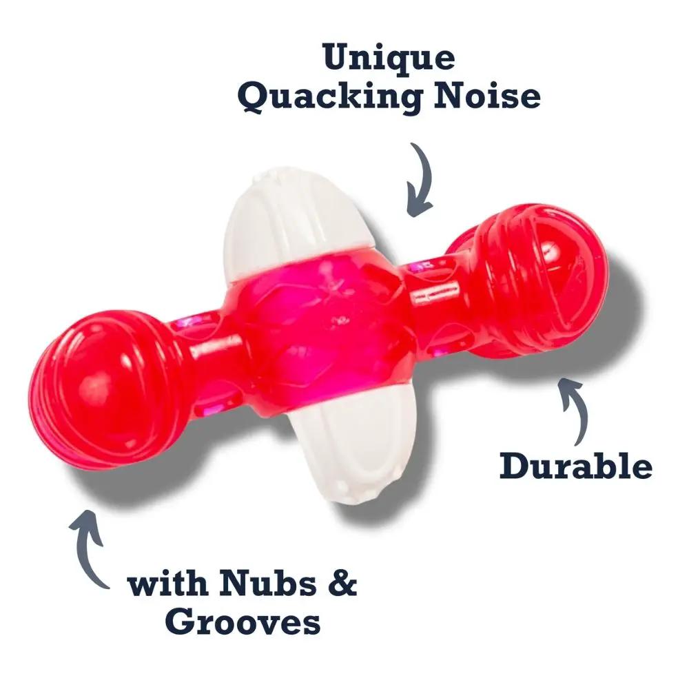 Country Living Quacker Bone Chew Toy for Dogs, pink translucent bone with white ends, durable on Tampa Home & Garden Store
