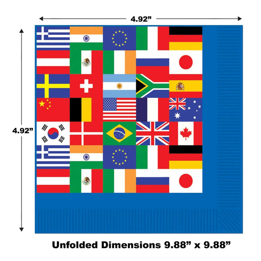 International Flag Cocktail Napkins by The Country Christmas Loft featuring a flag collage on Tampa Home & Garden Store