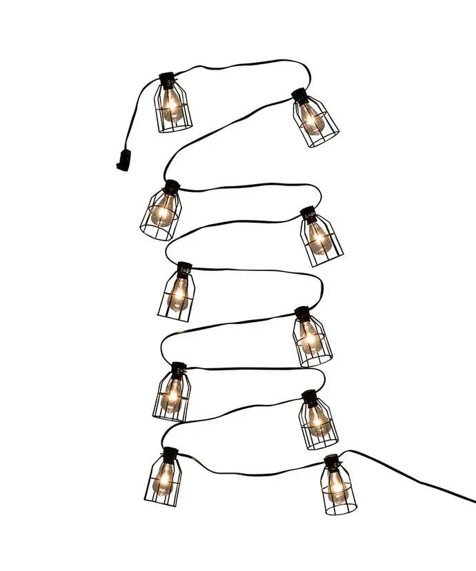 UL 10-Light Iron Cage C7 Edison string light set, black cord by The Country Christmas Loft on Tampa Home & Garden Store