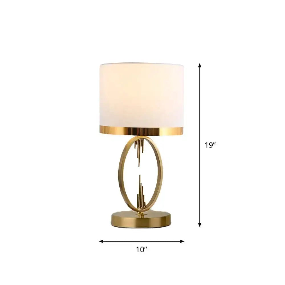 Traditional brass round fabric table lamp with ring base by Decorbites on Tampa Home & Garden Store