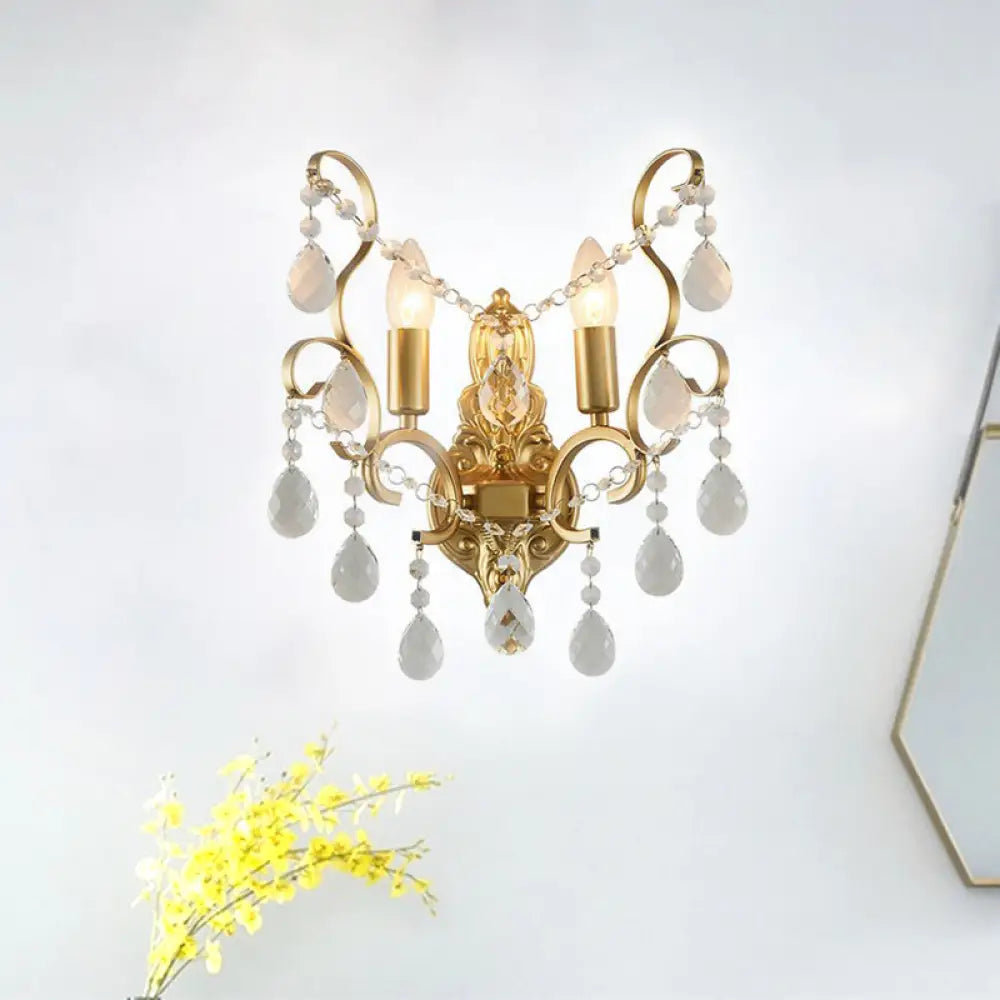 Lámpara de Pared Tradicional de Metal para Velas con Acento de Cristal – Lámpara de Pared de 1/2 Luces para Sala de Estar