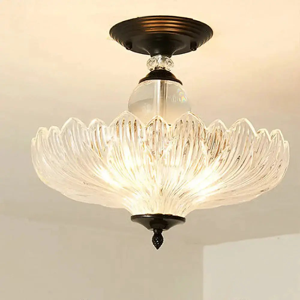 Crystal Ceiling Light by Decorbites, black and gold finish with flower crystal shade on Tampa Home & Garden Store
