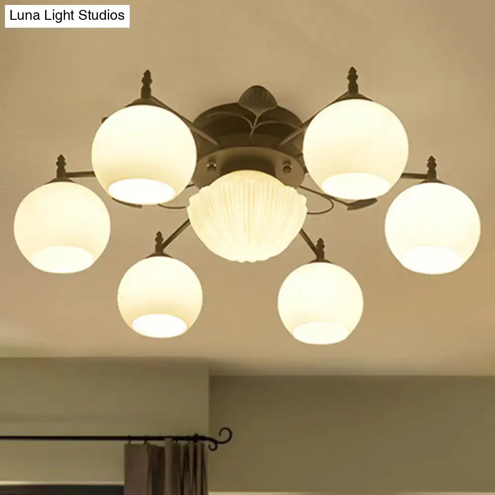 White Glass Bubble Ceiling Light flush mount with frosted globe shades Decorbites on Tampa Home & Garden Store