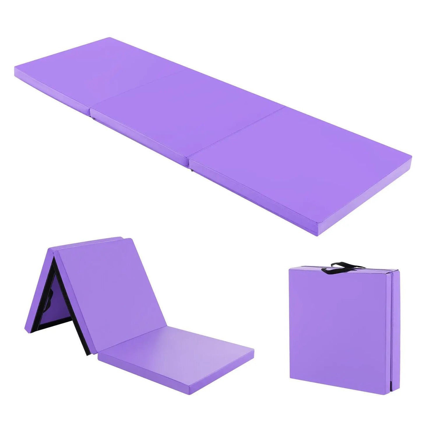 6 x 2 ft tri-fold gym mat with zippered cover in purple on Tampa Home & Garden Store