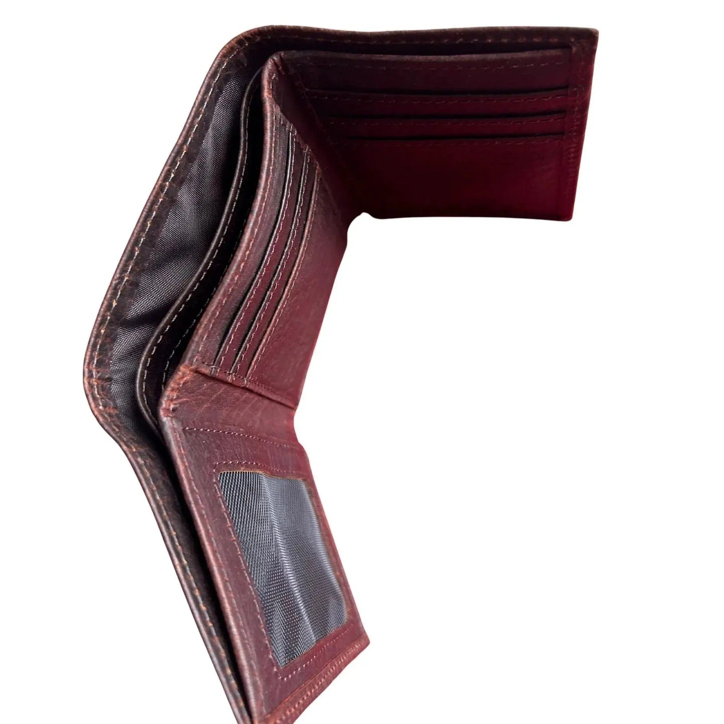 Full Grain Leather RFID Trifold Wallet burgundy with multiple card slots MiamiLeathers on Tampa Home & Garden Store
