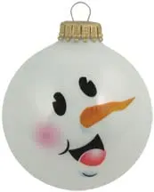 Porcelain white snowman face glass ball ornaments, 2 5/8in, set of 4, Country Christmas Loft on Tampa Home & Garden Store
