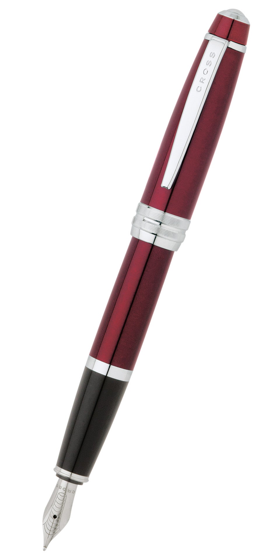 Bailey red lacquer fountain pen with stainless steel medium nib and silver clip by Cross on Tampa Home & Garden Store