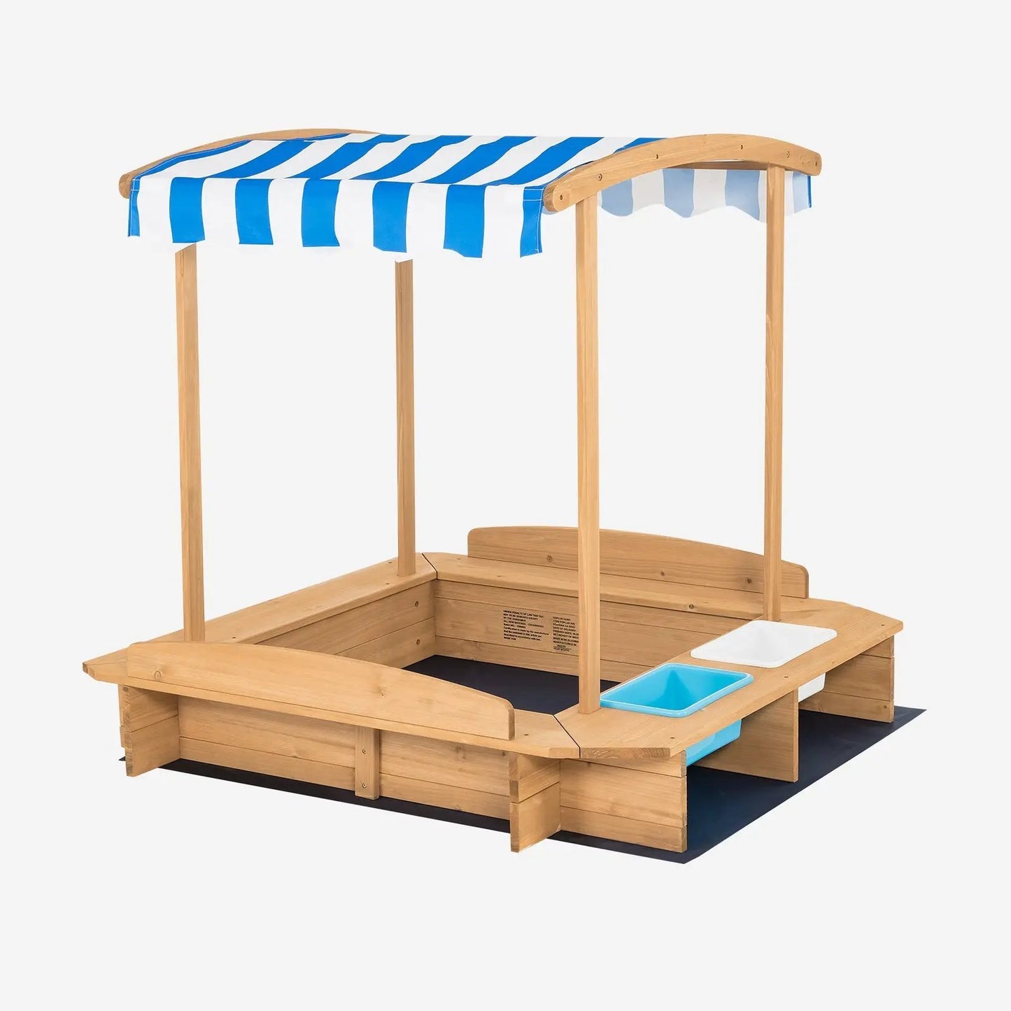 Kids Wooden Sandbox with Striped Canopy - Tampa Home & Garden Store