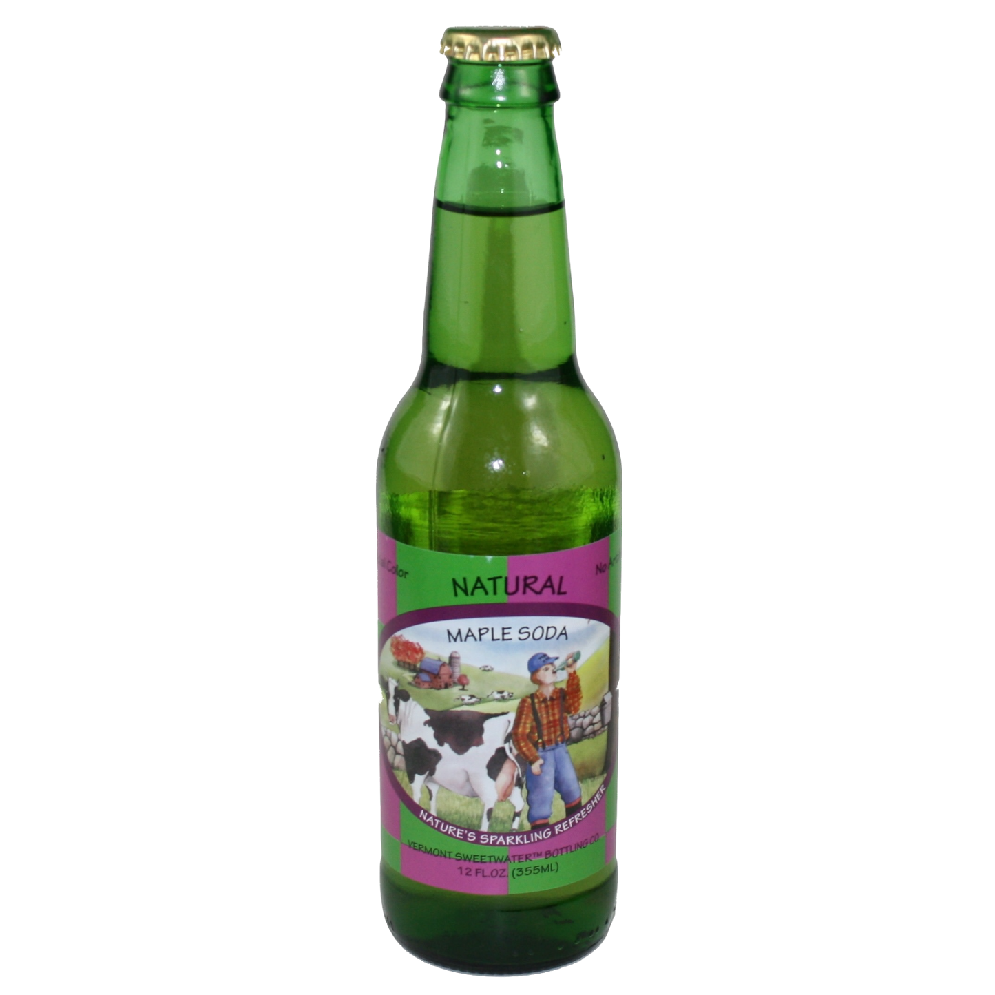 Maple soda bottle green glass with pink label Vermont Sweetwater Maple Soda Country Christmas Loft on Tampa Home & Garden Store
