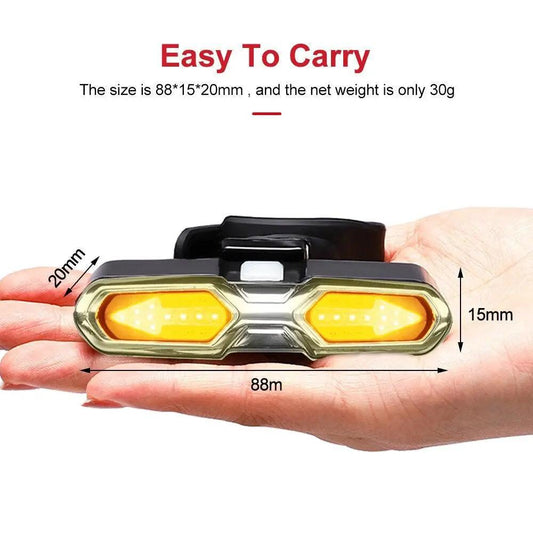 Stevvex bicycle taillight USB charging LED rear light with amber panels in compact gold housing on Tampa Home & Garden Store