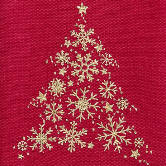Patricia Heaton Saint Nicholas Tartan Dish Towel red gold snowflake tree embroidery on Tampa Home & Garden Store
