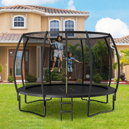 DirectDeals 12ft recreational trampoline with ladder and black enclosure net on Tampa Home & Garden Store
