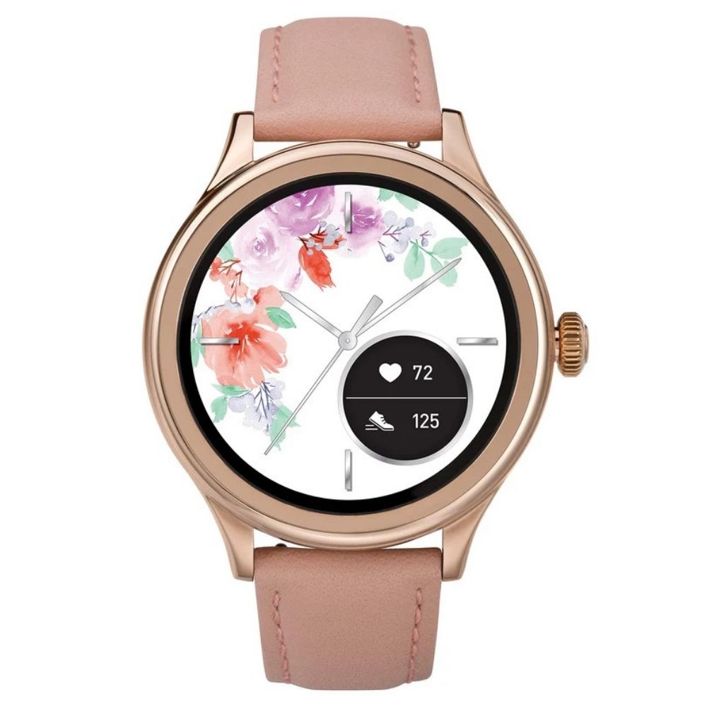 Timex Women's Iconnect watch rose gold case pink leather strap floral dial on Tampa Home & Garden Store