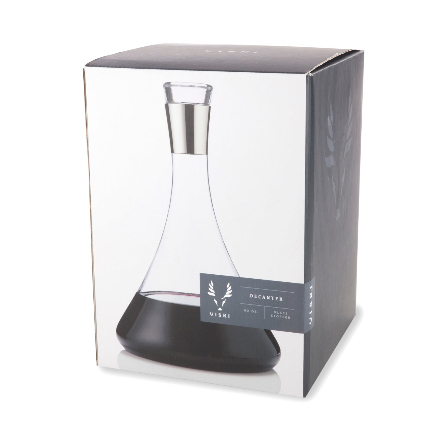 Irving Chrome Rimmed Crystal Decanter and Glass