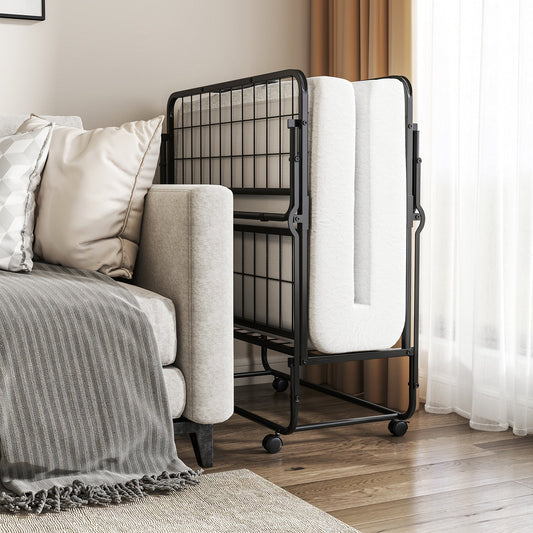 Twin Size Folding Bed with Memory Foam Mattress and Heavy-duty Metal Frame - Tampa Home & Garden Store