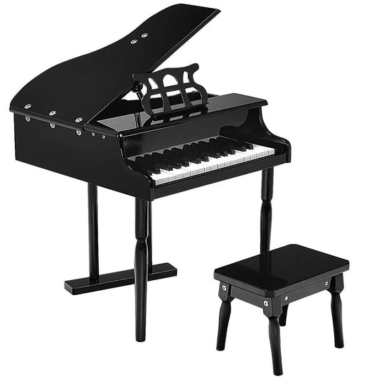 30-key kids piano keyboard toy set with bench, black DirectDeals mini grand piano on Tampa Home & Garden Store