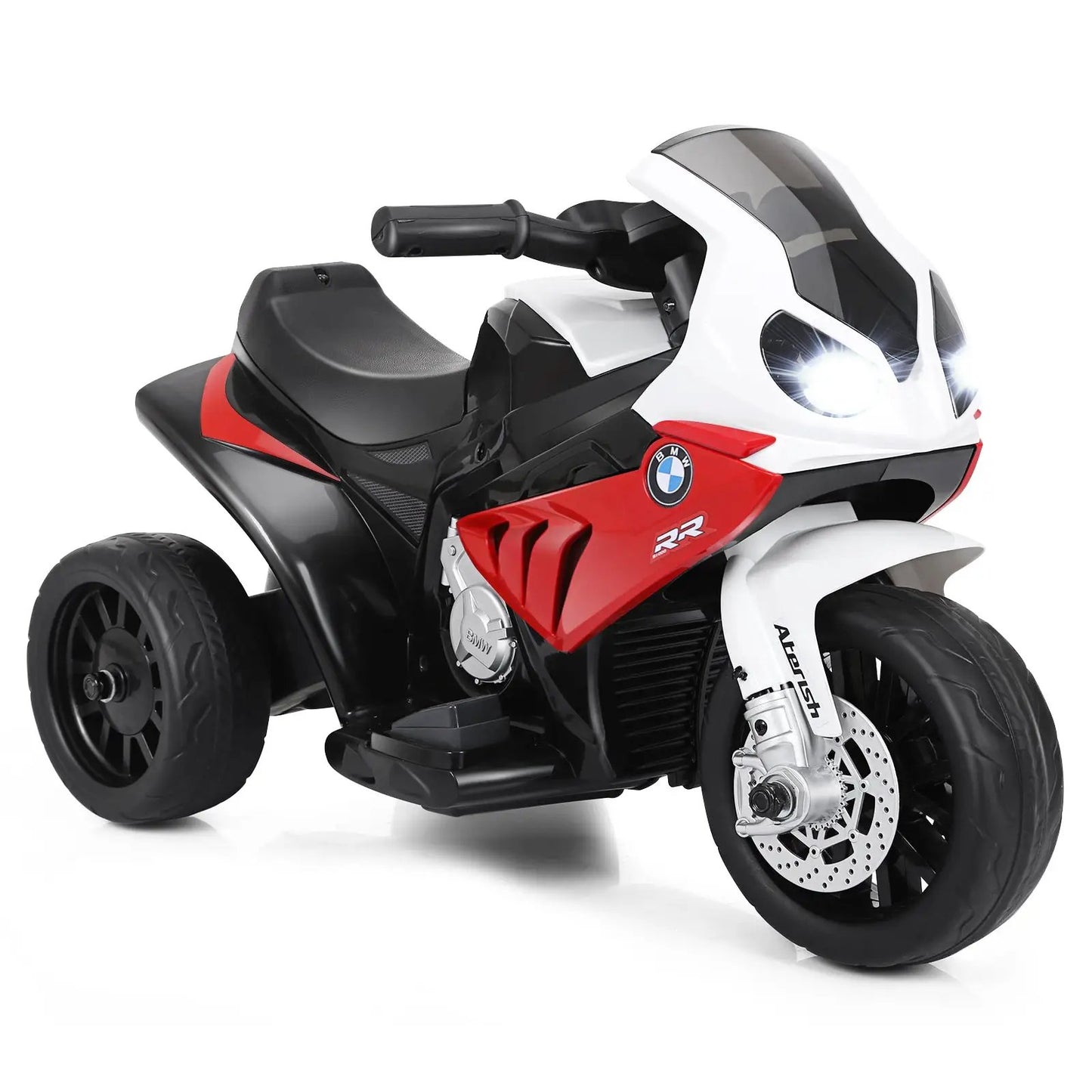 BMW licensed 6V kids three-wheel electric motorcycle in white red and black on Tampa Home & Garden Store