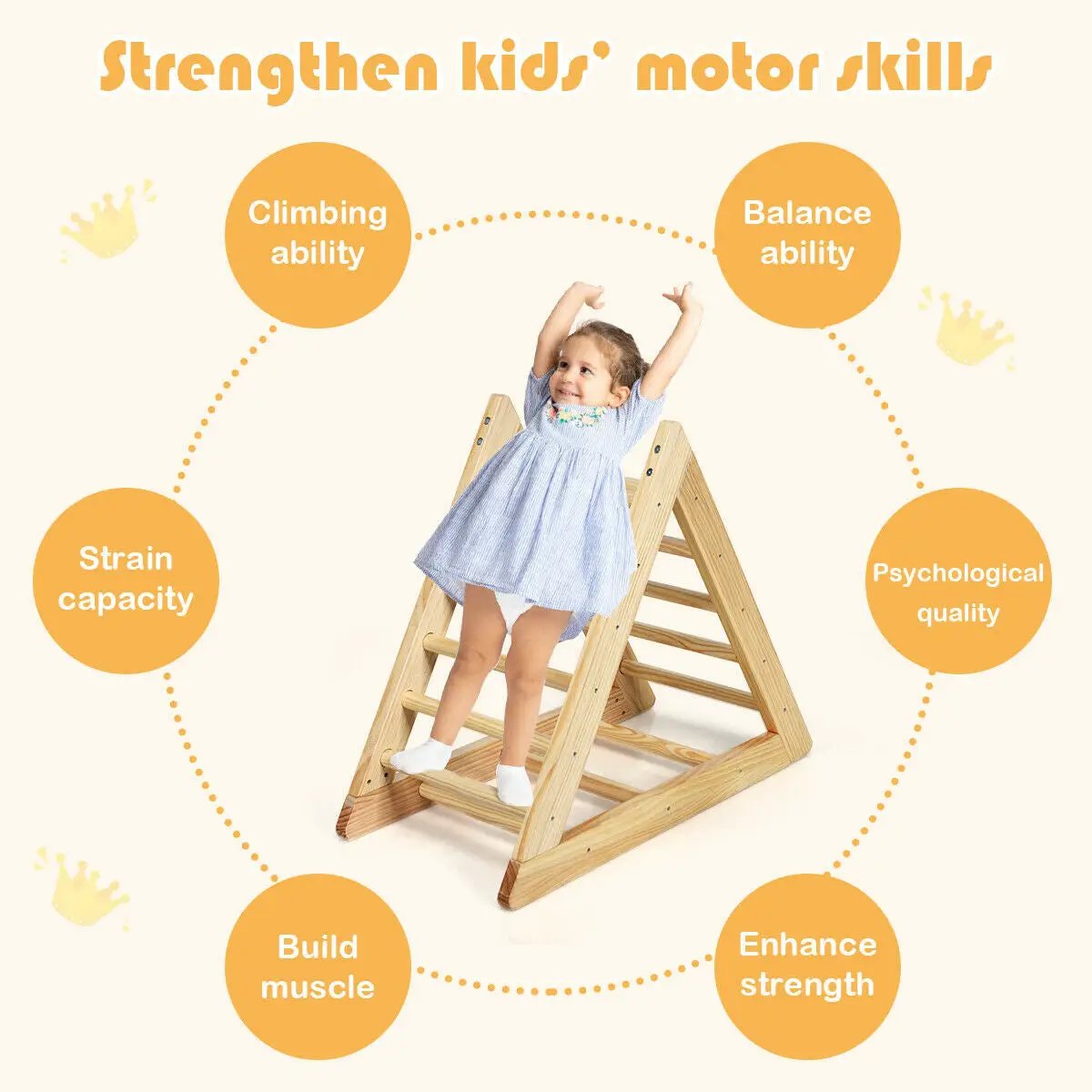 Wooden Triangle Climber for Toddler Step Training - Tampa Home & Garden Store