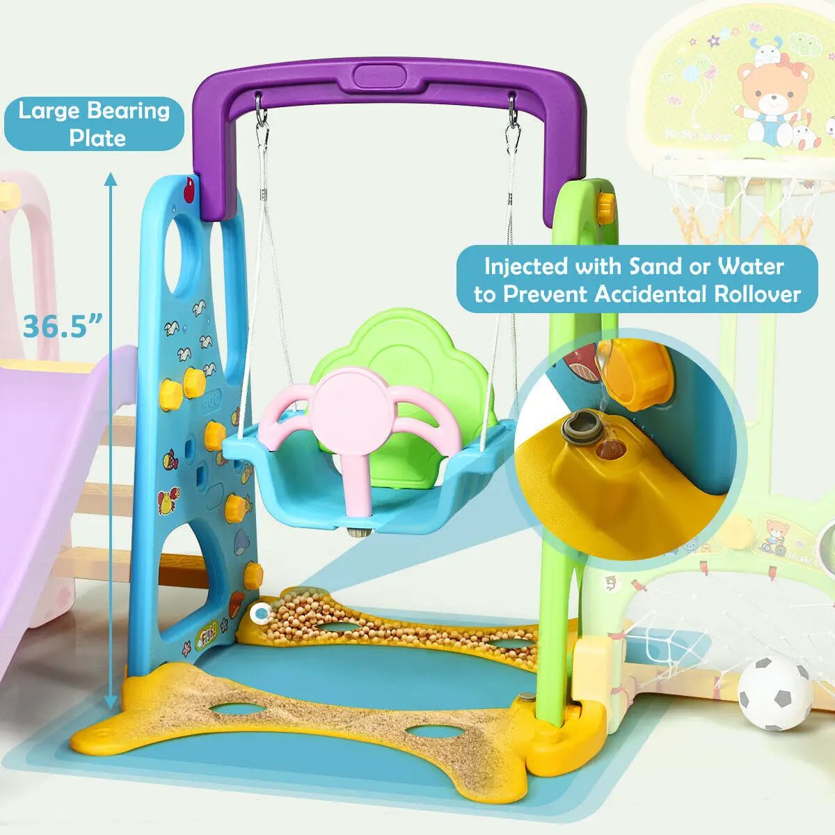 6-in-1 Climber Swing Basketball Hoop Football Gate - Tampa Home & Garden Store