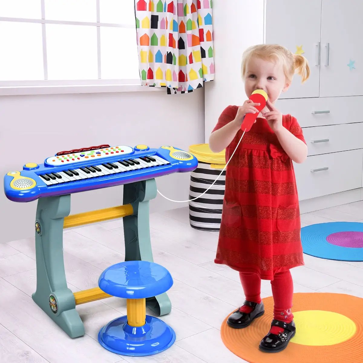 37 Key Electronic Keyboard Kids Toy Piano-Blue - Tampa Home & Garden Store