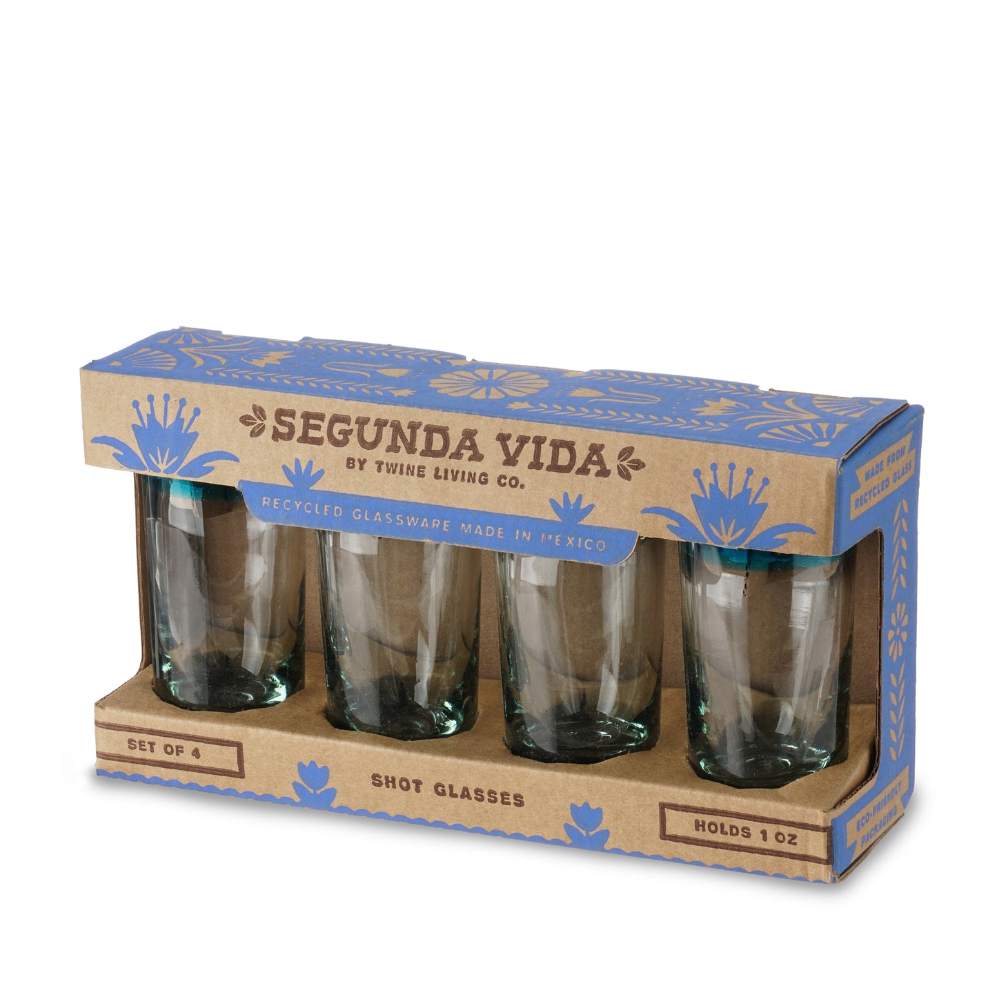 Segunda Vida Tequila and Shot Glasses Set of Four