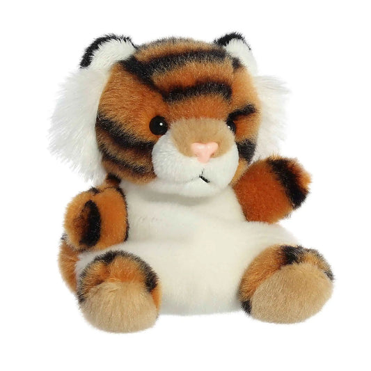 Indy Tiger Palm Pal Plush Toy by The Country Christmas Loft orange tiger with white fur accents on Tampa Home & Garden Store