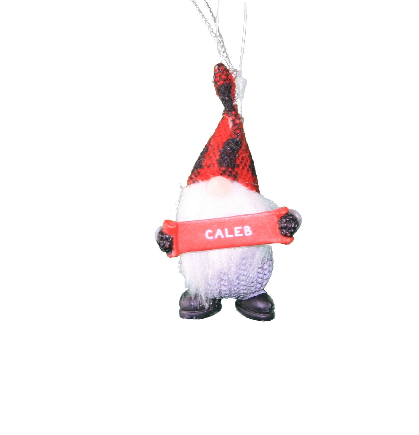 Adorno de gnomo personalizado (letras AI) - Caleb