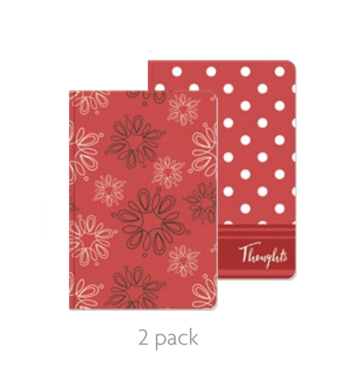 Journal 2-pack red floral doodle and polka-dot cover notebooks on Tampa Home & Garden Store