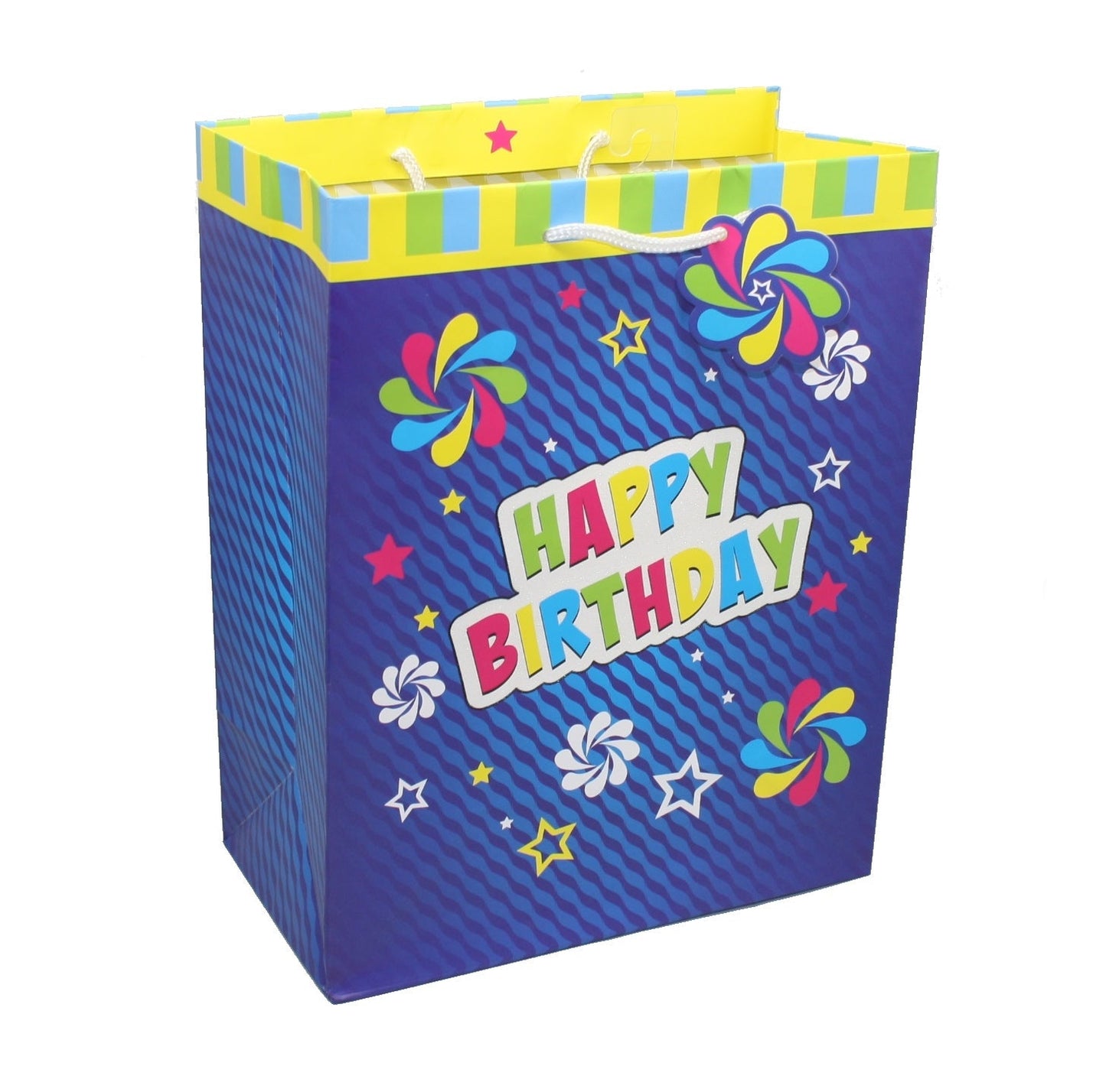 Bolsa de regalo de feliz cumpleaños con forma de molinete azul