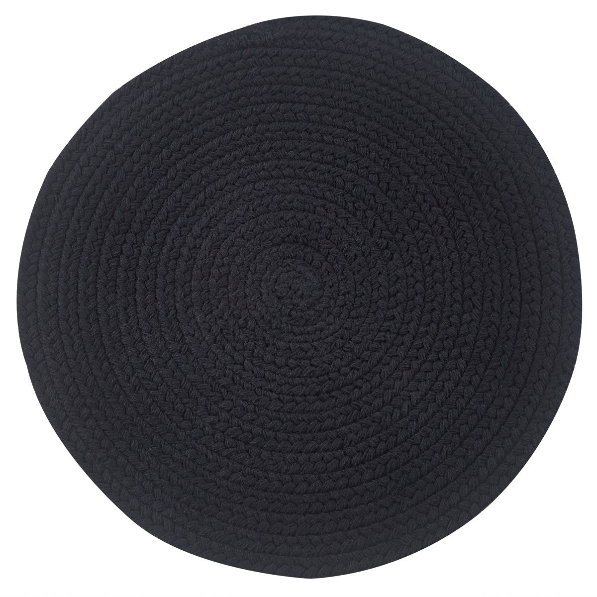 Essex Round Braided Placemat Black heat resistant by The Country Christmas Loft on Tampa Home & Garden Store