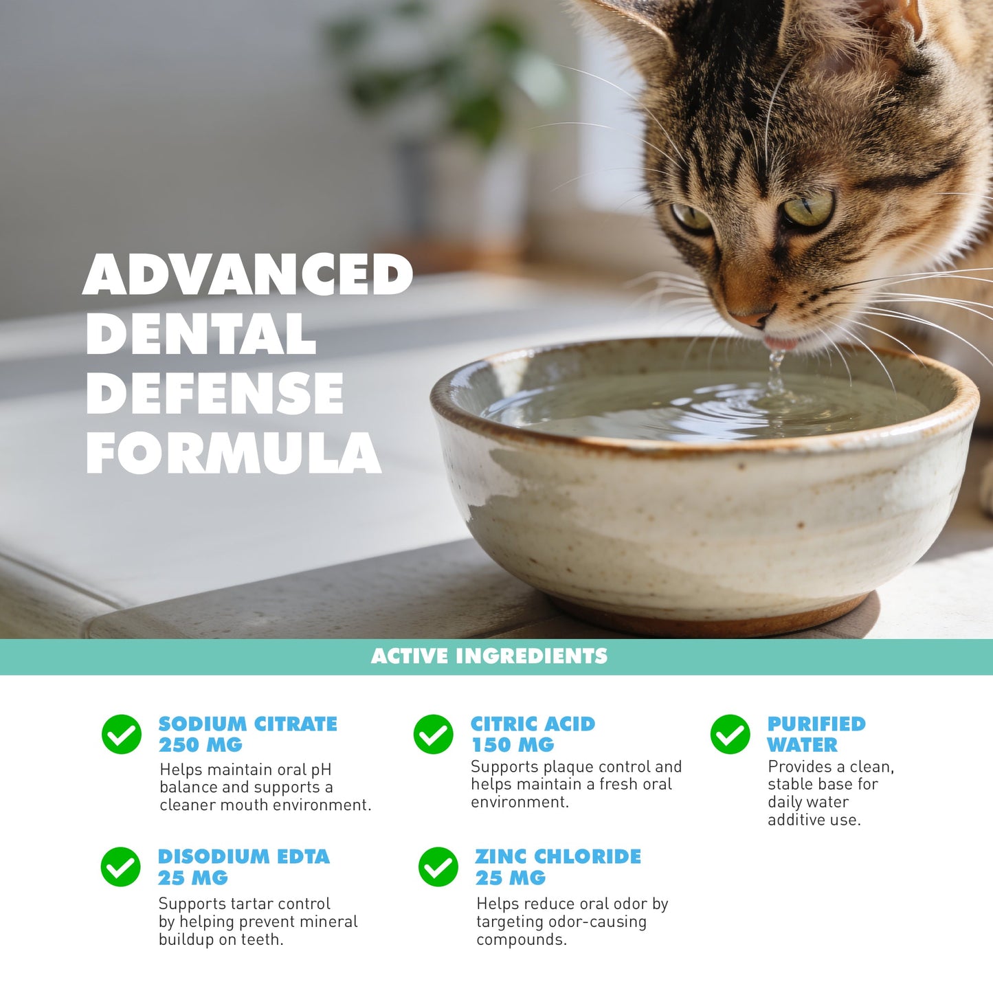 Aditivo para el agua UBAVET Dental Care para perros y gatos: Solución para la salud bucal sin olor ni sabor (473 ml)