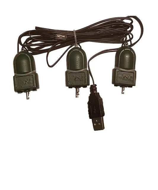 Crystal USB Triple Twirl It novelty ornament, green bulbs on USB string with DC motors, 3-pack on Tampa Home & Garden Store