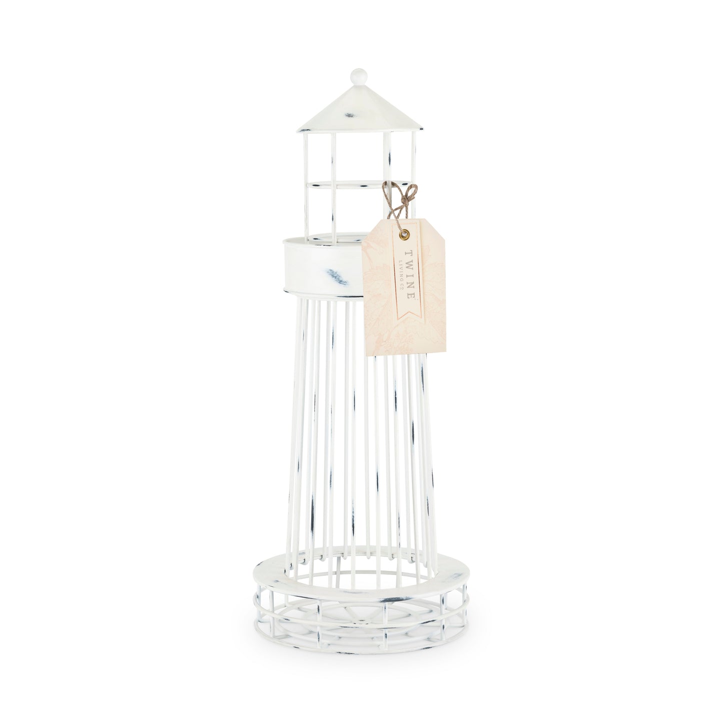 Weathered White Lighthouse Cork Holder and Stand