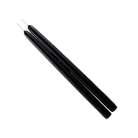 Mole Hollow taper candles two-pack in solid black with white wicks on Tampa Home & Garden Store
