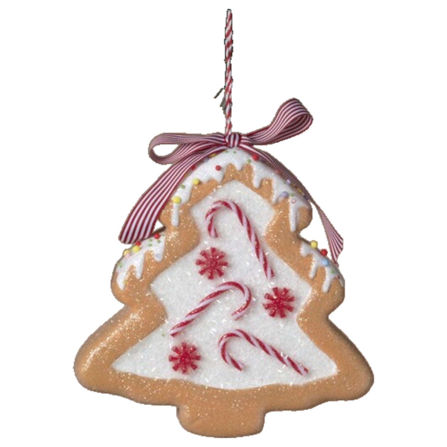 Adorno de jengibre para árbol de Navidad con forma de bastón de caramelo